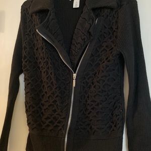 White house black market black zip up sweater-med